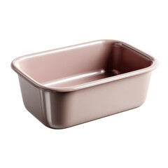 Poster - Empty Blush Pink Rectangular Enamel Tray Isolated on White