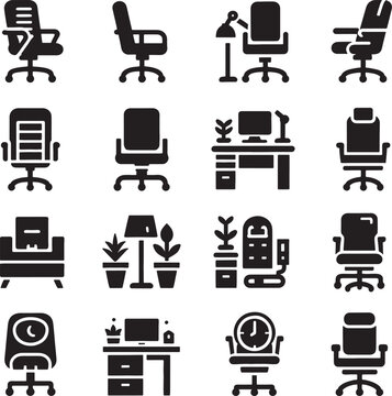 chair office furniture icons 