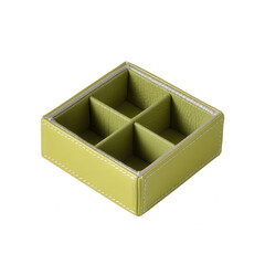 Poster - Empty Pistachio Green Leather Jewelry Box with Dividers on White