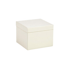 Poster - Elegant Cream Colored Square Box with Lid Isolated on White