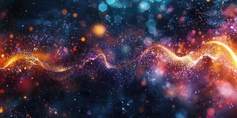 Wall Mural - floating sound particles representing aural perception in a dreamscape