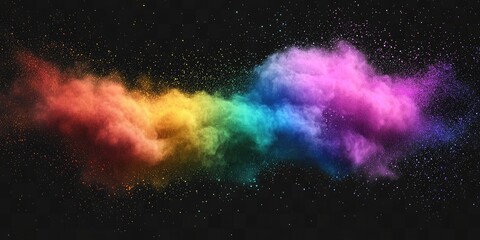 Wall Mural - translucent rainbow cloud puff png with realistic powder dispersion