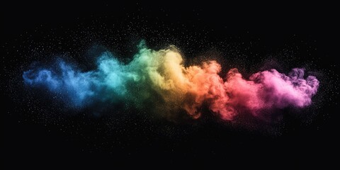 Wall Mural - translucent rainbow cloud puff png with realistic powder dispersion