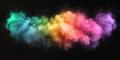 Wall Mural - translucent rainbow cloud puff png with realistic powder dispersion