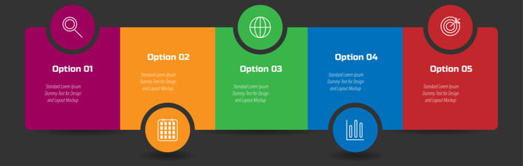 Fototapete - Business concept rounded steps – Timeline infographic design element with icon – Modern vector for workflow layout, diagram, report, web design – Vector business template for presentation