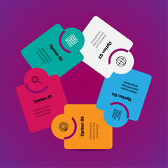 Fototapete - Business concept rounded steps, timeline infographic design element and number options – Vector business template for presentation – Modern vector for workflow layout, diagram, report, web design

