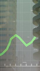 Poster - Animation of financial graphs and data over cityscape