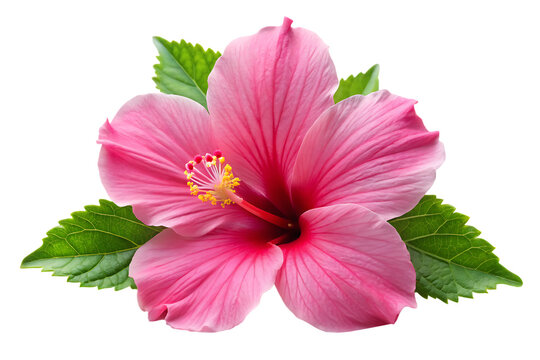 pink-hibiscus-flowers-isolated-on-white-background, png, ai generated.
