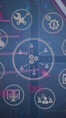 Poster - Animation of data processing over blue background