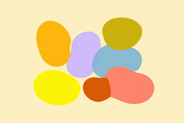 Aufkleber - Colorful abstract blobs soft pastel shapes yellow orange purple blue green red minimal design playful mood modern art simple background
