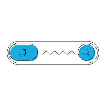 Vector line art illustration of search panel with search icon and field. Minimalism, sloppy, clean. For presentations and infographics. For website page and application.
