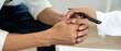 © Shisu_ka - psychiatrist hold hand support each while discussing family issues. doctor encourages and empathy man suffers depression. psychological, save divorce, Hand in hand together, trust, care