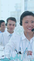 Poster - Animation of financial data processing over diverse business people