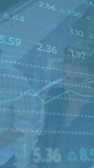 Poster - Animation of financial data processing over business people in office