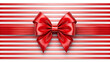 © trusty - Shiny Red Gift Bow on Horizontal Striped Red and White Background'