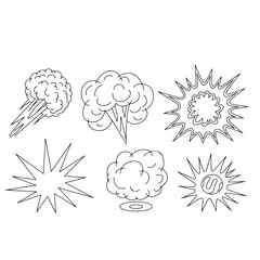 Poster - A collection of six hand drawn comic style explosions and bursts in black and white on a white background