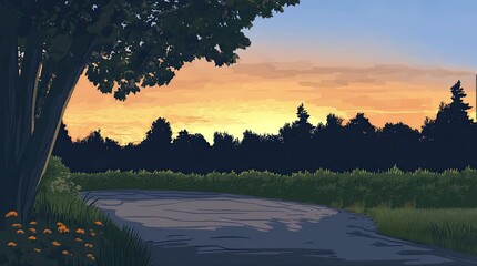 Wall Mural - A view of natural scenery in the park at dusk