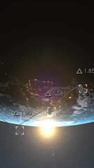  - Animation of chart processing data over globe and sun in space