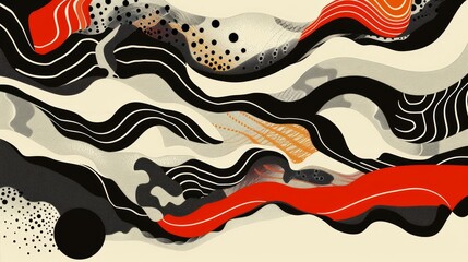 Poster - The image showcases an abstract, psychedelic design with intricate patterns and bold shapes