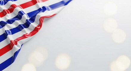 Poster - Wavy, red, white, and blue striped cloth on white