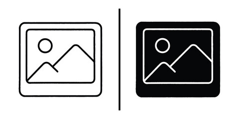 Fototapete - Image Icon in Monochrome: A minimalist design showing a picture frame icon in both positive and negative space.