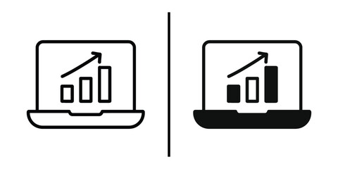 Poster - Financial Growth Illustration: A striking minimalist illustration depicts a laptop screen showcasing an upward-trending bar graph. A clear visual representation of business growth, investment.