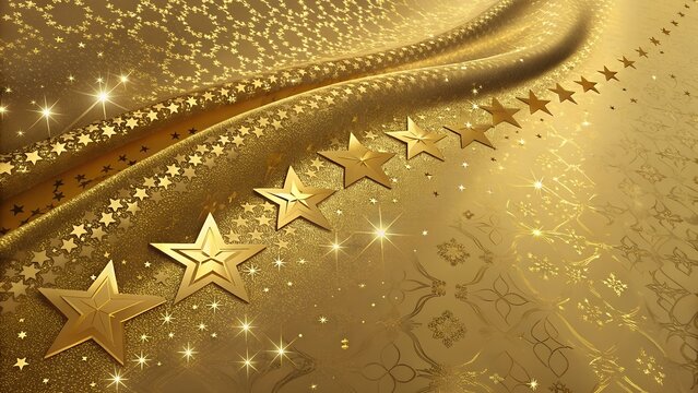 abstract golden luxury glowing and shiny stars and bokeh lights falling animation and awards motion design element.