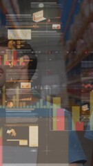 Poster - Animation of data processing over diverse group of warehouse workers