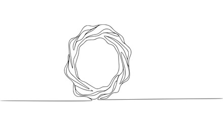 Aufkleber - Abstract single line outline vector representing a circular form  