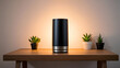 © Md kamal uddin - A modern bluetooth speaker sits on a wooden table with plants