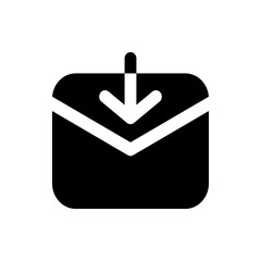 Fototapete - Black square shape with rounded corners and white arrow pointing down towards the center of the shape