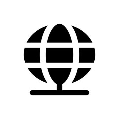 Poster - A simple black and white globe icon on a stand with horizontal and vertical lines creating a grid pattern