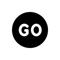 Fototapete - The image features a black circle with the word go written in white and bold letters in the center