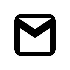 Poster - Illustration of a black outlined envelope with a triangular shape inside on a white background design style