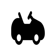 Poster - Silhouette of a small toy car with a steering wheel and two visible wheels on a white background image