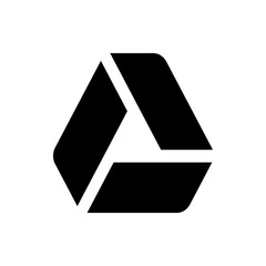 Poster - A black geometric shape with rounded corners and triangular cutout in the center on a white background