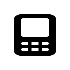 Poster - Illustration of a basic mobile phone with a screen and keypad in a simple black and white design style