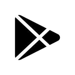 Fototapete - Black play button with white lines forming an x shape inside, isolated on a white background for app stores