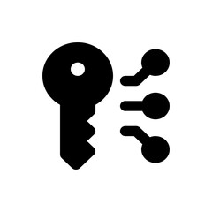 Poster - A simple black key icon with three connected nodes arranged vertically on the right side of the key image