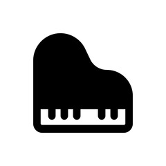 Poster - Illustration of a grand piano with black body and white keys viewed from above in a simple style design