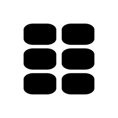 Poster - Illustration of six black rounded squares arranged in two columns and three rows on a white background
