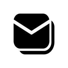 Poster - Illustration of a black envelope with white accents, symbolizing communication and mail delivery service icon
