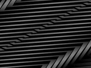 Aufkleber - Abstract futuristic dark black background with modern design. Realistic 3d wallpaper with luxurious flowing lines. Elegant background for posters, websites, brochures, cards, banners, apps, etc.	
