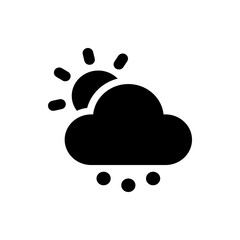 Poster - A black and white icon showing the sun partially obscured by a cloud with raindrops falling below it design
