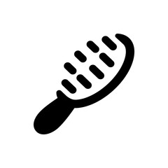Poster - Illustration of a black hairbrush with bristles arranged in rows, showing a handle and curved body shape