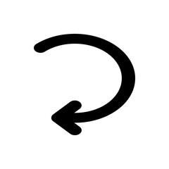Poster - Black curved arrow pointing left indicating a return or undo action on a white isolated background view image