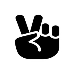 Fototapete - Illustration of a black hand making a peace sign with two fingers up against a white background image