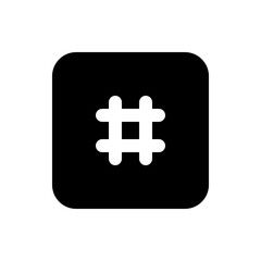 Poster - Illustration of a white hashtag symbol centered within a black rounded square, simple and minimalistic design