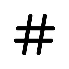 Poster - A bold black hashtag symbol with rounded ends isolated on a white background for social media usage online