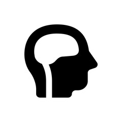 Poster - Silhouette of a human head profile with a brain visible inside the head representing intelligence and thought